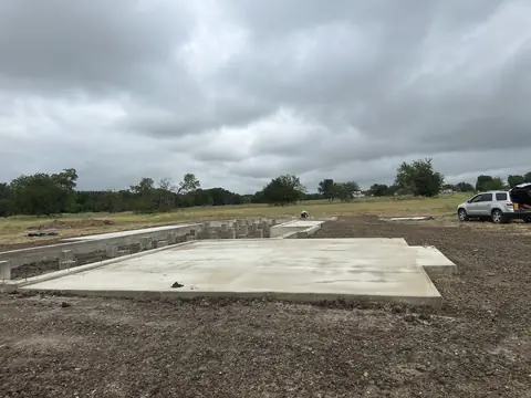 Concrete foundation work at the East Texas new-build site.