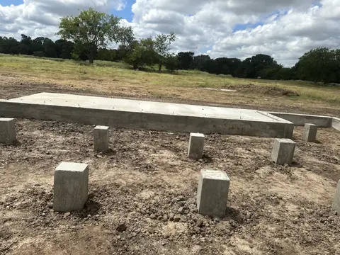 Wide view of the concrete piers and foundation work in East Texas.
